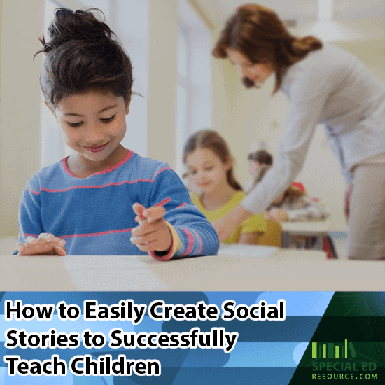 Children sitting at their desks in a classroom at school while their teacher is checking their understanding of the social story by going around to each student.