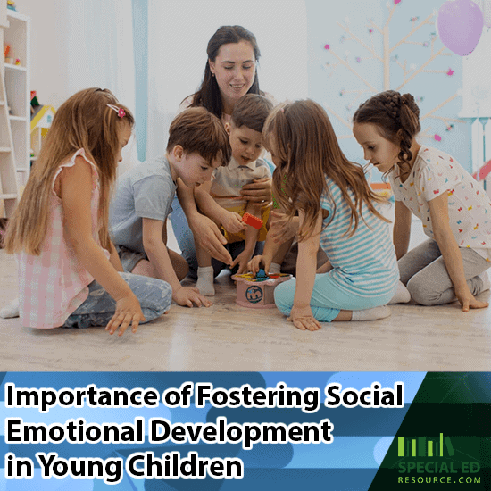 Mom having a group of children sitting on the floor of a bedroom playing together because of the Importance of Fostering Social Emotional Development in Young Children.
