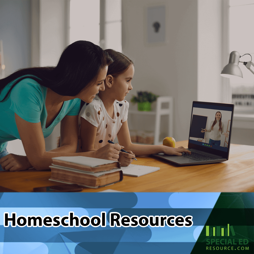 Mom helping daughter on laptop using homeschool resources to help her daughter learn at home.