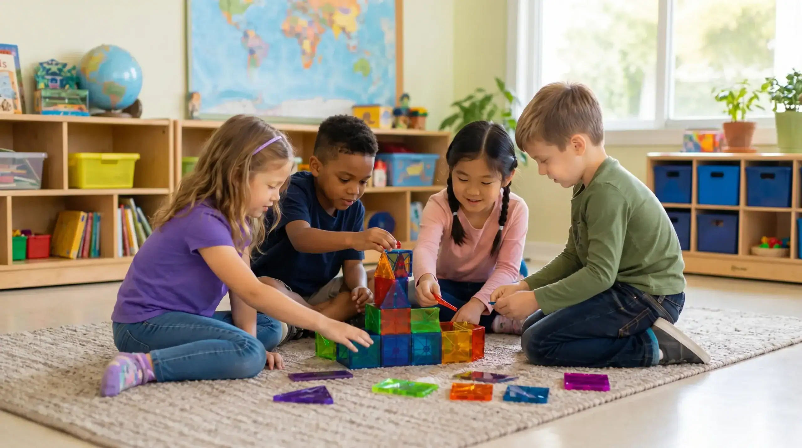 Parent and special needs child doing homeschool lesson together at kitchen table
